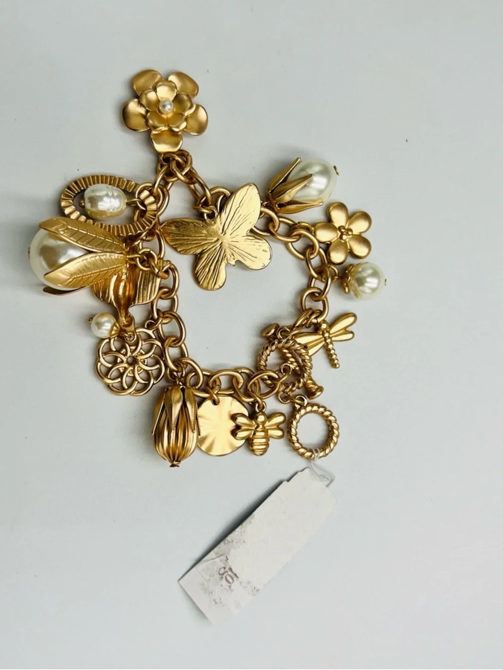 Gold-Tone Pearl Charm Bracelet - Picture 4 of 4